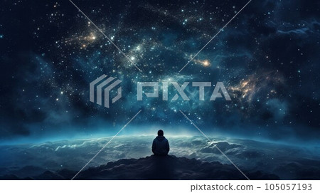 一個人在星空下冥想 105057193