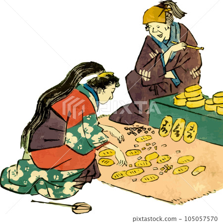 money changer and female customer 105057570
