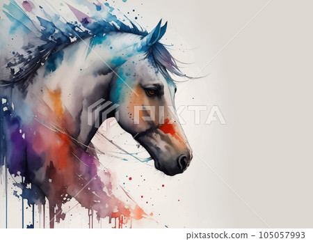 Watercolor Animal Illustration with Beautiful Dog Head on White Background. Aquarel Painted Style Pet Wallpaper Design for Banner, Poster, Invitation or Cover. 105057993