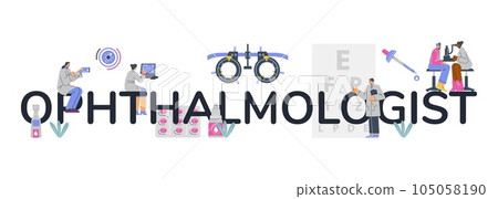 Ophthalmology services banner or site header, flat vector illustration isolated. 105058190