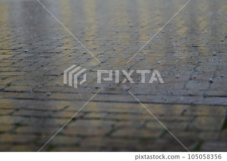 Rain on pavement as a close up 105058356