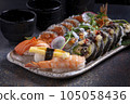 Delicious fresh sushi, raw fish, delicious Japanese food 105058436