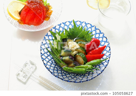 Deep-fried Summer Vegetables, Deep-fried Summer Vegetables, Chilled Tomato Ponzu Jelly 105058627