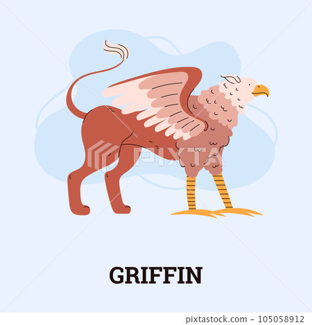 Cartoon griffin isolated on white background, illustration fantasy characters, mythical creatures from medieval era Cartoon griffin isolated on white background, illustration fantasy characters, mythical creatures from medieval era 105058912