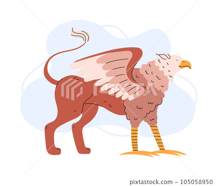 Mythological griffin or gryphon creature, flat vector illustration isolated. Mythological griffin or gryphon creature, flat vector illustration isolated. 105058950