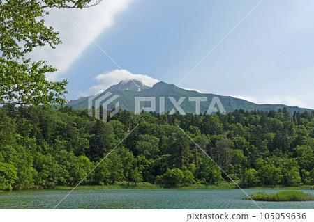 Mount Rishiri seen from Himenuma, Rishiri Island, Hokkaido 105059636