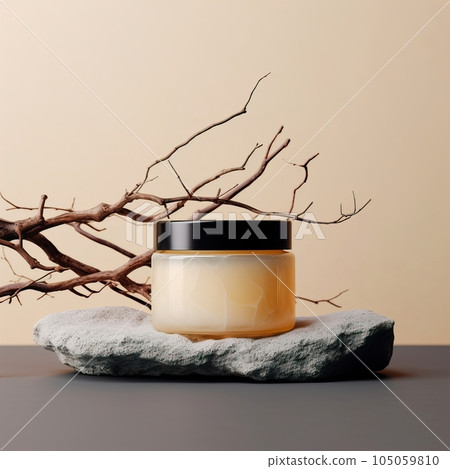 Amber glass cosmetic cream jar mockup, beauty product container front view template, styled creative cream jar mockup Amber glass cosmetic cream jar mockup, beauty product container front view template, styled creative cream jar mockup 105059810