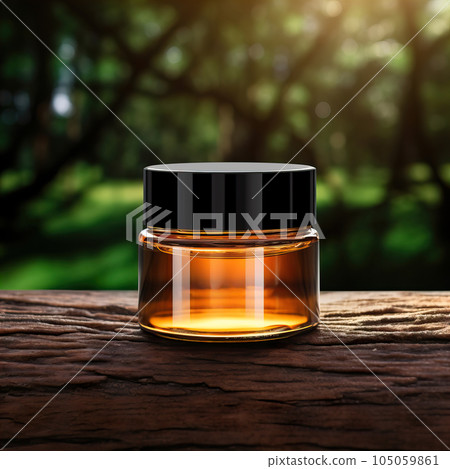 Amber glass cosmetic cream jar mockup, beauty product container front view template, styled creative cream jar mockup Amber glass cosmetic cream jar mockup, beauty product container front view template, styled creative cream jar mockup 105059861