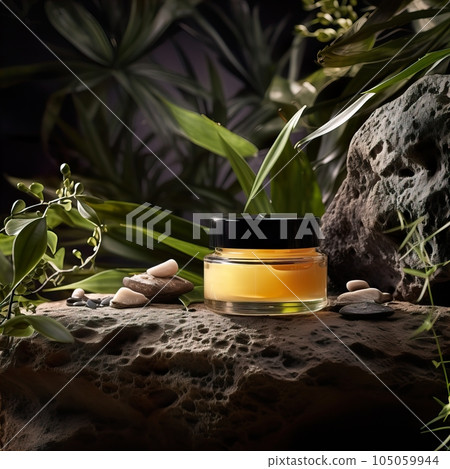 Amber glass cosmetic cream jar mockup, beauty product container front view template, styled creative cream jar mockup Amber glass cosmetic cream jar mockup, beauty product container front view template, styled creative cream jar mockup 105059944