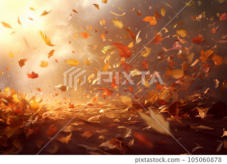 樹葉跳舞的秋天形象 105060878
