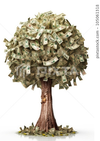money tree with currency bills as leaves, created with generative ai 105061318