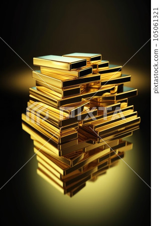 gold bars stacked on a reflective surface, created with generative ai gold bars stacked on a reflective surface, created with generative ai 105061321