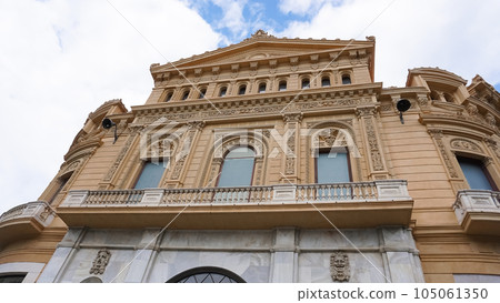 Facade of an old apartment building, Barcelona, Catalonia, Spain, Europe 105061350