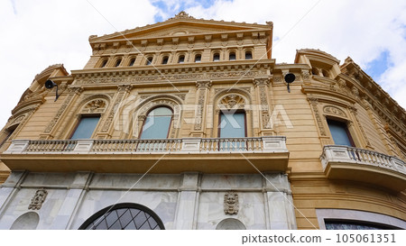 Facade of an old apartment building, Barcelona, Catalonia, Spain, Europe 105061351