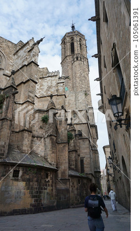 Cathedral of the Holy Cross and Saint Eulalia in Gothic Quarter of Barcelona, Spain Cathedral of the Holy Cross and Saint Eulalia in Gothic Quarter of Barcelona, Spain 105061391