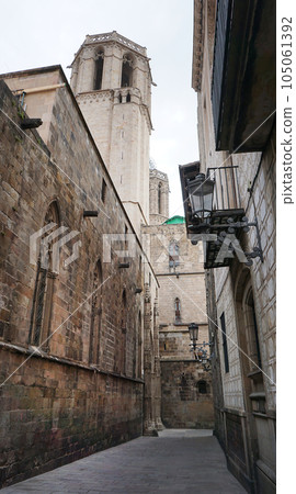 Cathedral of the Holy Cross and Saint Eulalia in Gothic Quarter of Barcelona, Spain Cathedral of the Holy Cross and Saint Eulalia in Gothic Quarter of Barcelona, Spain 105061392
