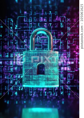 secure padlock symbol on a digital screen, created with generative ai 105061625