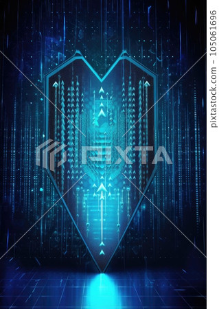 binary code with shield symbol on a screen,... - Stock Illustration ...