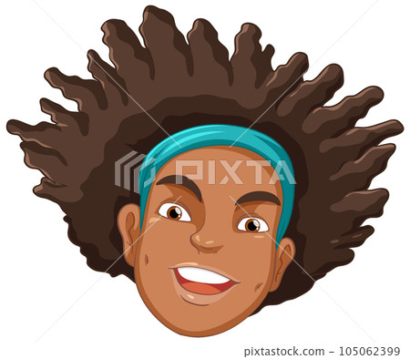 Black African American Man Cartoon Character with Afro Hair Black African American Man Cartoon Character with Afro Hair 105062399
