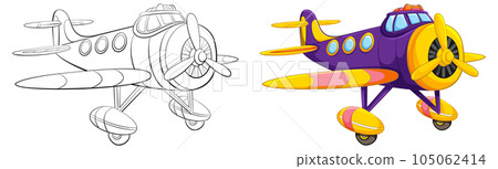 Cute vintage aircraft cartoon 105062414