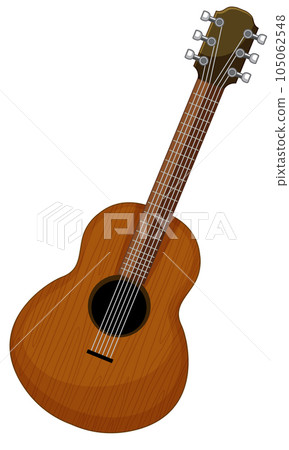 Wood Guitar in Cartoon Style Vector 105062548