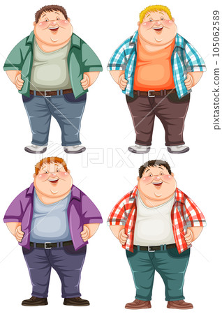 Set of overweight male cartoon character 105062589