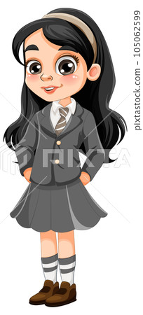 Cute girl student in school uniform 105062599