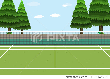 Empty Tennis Court Scene 105062603