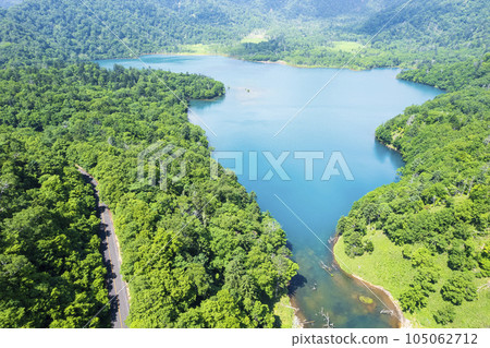 Aerial view of Lake Okotanpe in summer Aerial view of Lake Okotanpe in summer 105062712