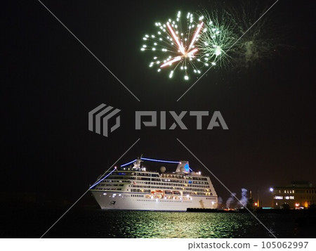 Shizuoka Prefecture Cruise Ship Insignia and Fireworks June 105062997
