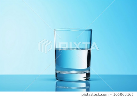 A clear glass glass is on the table 105063165