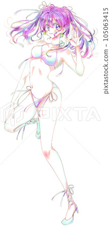 偶像級泳裝紫色頭髮的女人 偶像級泳裝紫色頭髮的女人 105063415