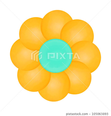 Golden Yellow Watercolor Soft Brush Flower with Turquoise Pollen Golden Yellow Watercolor Soft Brush Flower with Turquoise Pollen 105063893
