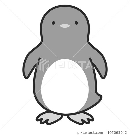 一隻簡單企鵝的正面插圖(黑白) 一隻簡單企鵝的正面插圖(黑白) 105063942