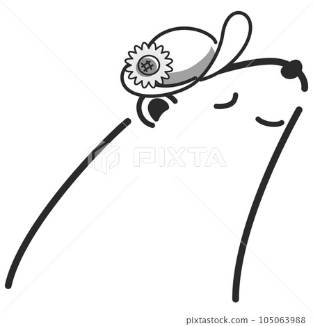 Illustration of a polar bear wearing a hat (black and white) Illustration of a polar bear wearing a hat (black and white) 105063988