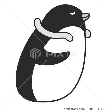 Illustration of a penguin wearing a cool neck ring (black and white) 105064165