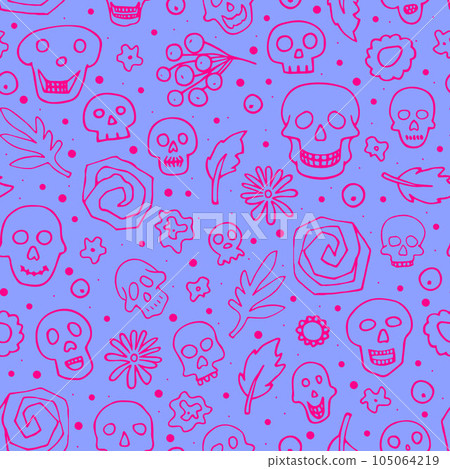 Doodle Halloween, The day of the Dead pattern 105064219