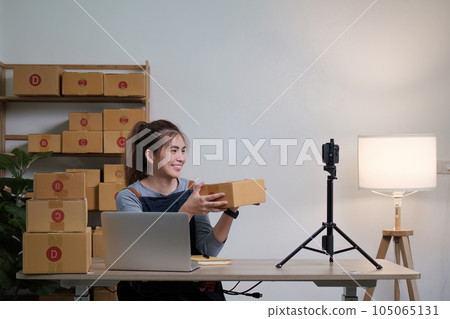 Small and medium business freelance worker working at home office. Startup and Online SME business concept Small and medium business freelance worker working at home office. Startup and Online SME business concept 105065131