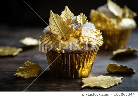 Cupcake with Edible Gold Leaf and Glitter Decor Stock Illustration -  Illustration of decoration, gold: 280908235