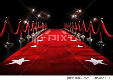 red carpet for premiere of new movie, with stars arriving in style, created with generative ai 105065595