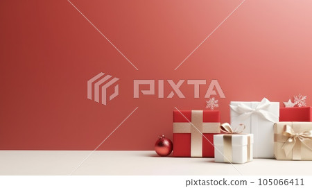 Christmas gift box background. Illustration AI Generative Christmas gift box background. Illustration AI Generative 105066411