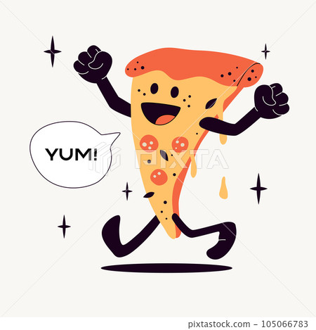 Pizza Slice Retro Character Pizza Slice Retro Character 105066783