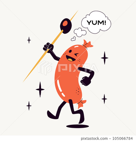 Sausage Retro Character 105066784