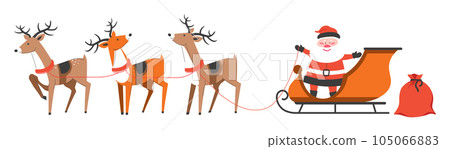 Santa Claus with presents for Christmas on sleigh Santa Claus with presents for Christmas on sleigh 105066883