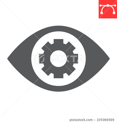 Vision glyph icon, solution and business, eye cogwheel vector icon, vector graphics, editable stroke solid sign, eps 10. Vision glyph icon, solution and business, eye cogwheel vector icon, vector graphics, editable stroke solid sign, eps 10. 105066989