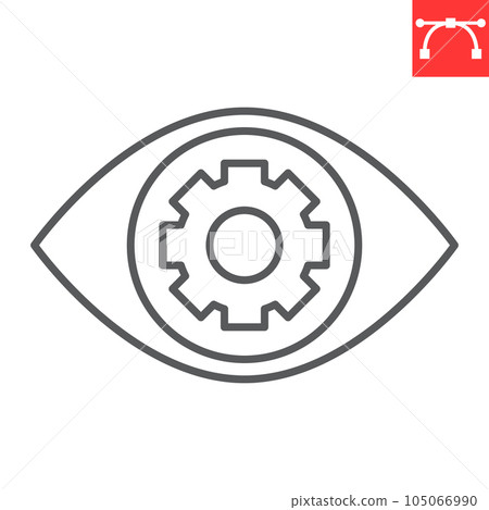 Vision line icon, solution and business, eye cogwheel vector icon, vector graphics, editable stroke outline sign, eps 10. Vision line icon, solution and business, eye cogwheel vector icon, vector graphics, editable stroke outline sign, eps 10. 105066990