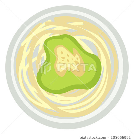Pesto with spaghetti or noodles with avocado sauce Pesto with spaghetti or noodles with avocado sauce 105066991