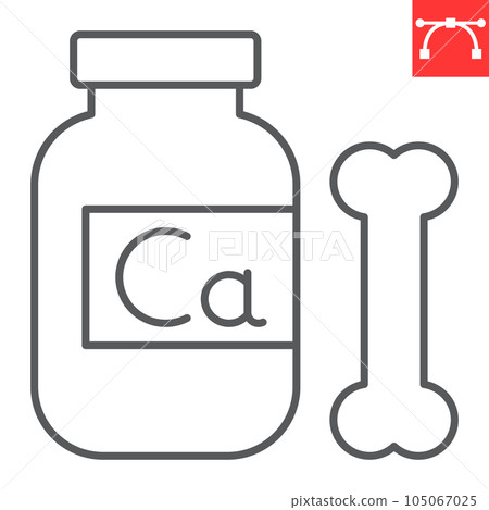 Calcium supplement line icon, vitamins and health, Ca mineral vector icon, vector graphics, editable stroke outline sign, eps 10. 105067025