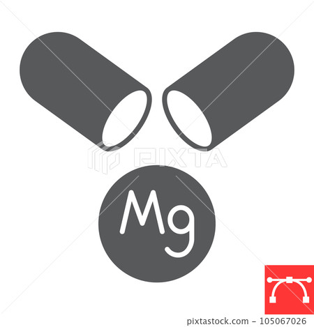 Magnesium supplement glyph icon, vitamins and health, Mg mineral vector icon, vector graphics, editable stroke solid sign, eps 10. 105067026