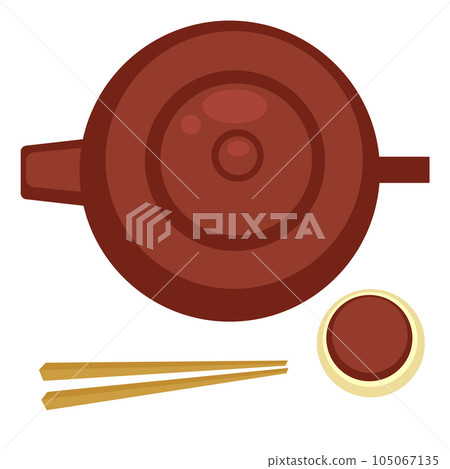 Teapot with small cup and sticks, chinese ceremony 105067135